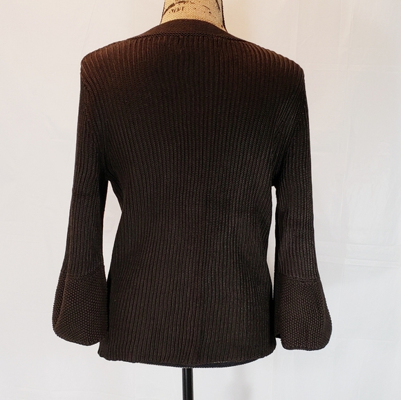 Jones NY Dark Brown Bell Sleeve Cardigan - Picture 3 of 5